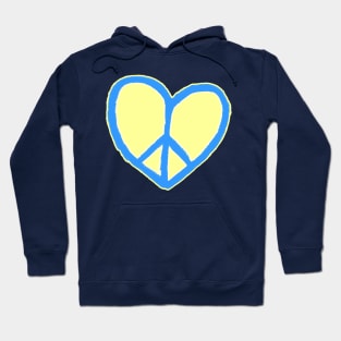 Blue Yellow Ukrainian Heart Peace, Peace Love, Peace Sign, No War Hoodie